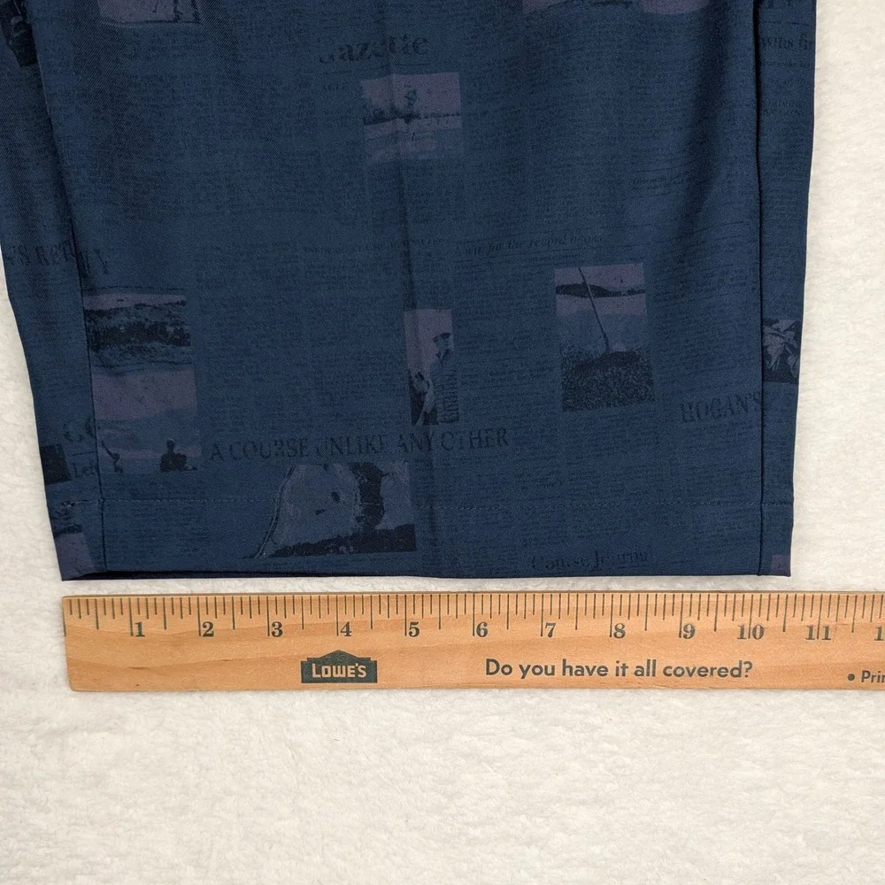 Peter Millar Crown Crafted Shorts‎ Mens 34 Navy Golf Newspaper Print Stretch